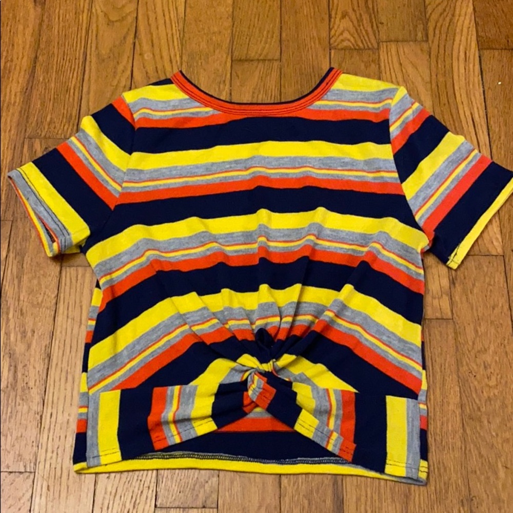 $ Clearance Sale $ Gaze Striped Crop Top - Yellow, Orange, Navy